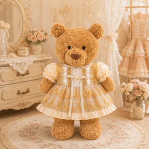 Large Bartholomew Bear & 16" Plush Clothes Outfit - Golden Era Dress